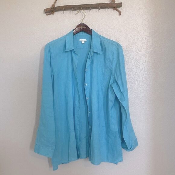 Turquoise button up shirt - Picture 2 of 4
